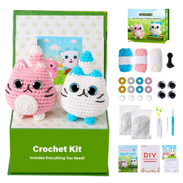 2 Pack Crochet Starter Kit Cat Gift Box Set