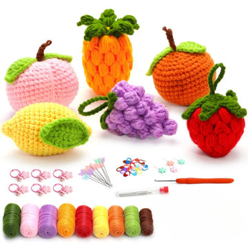 6 accessoires au crochet en forme de fruits