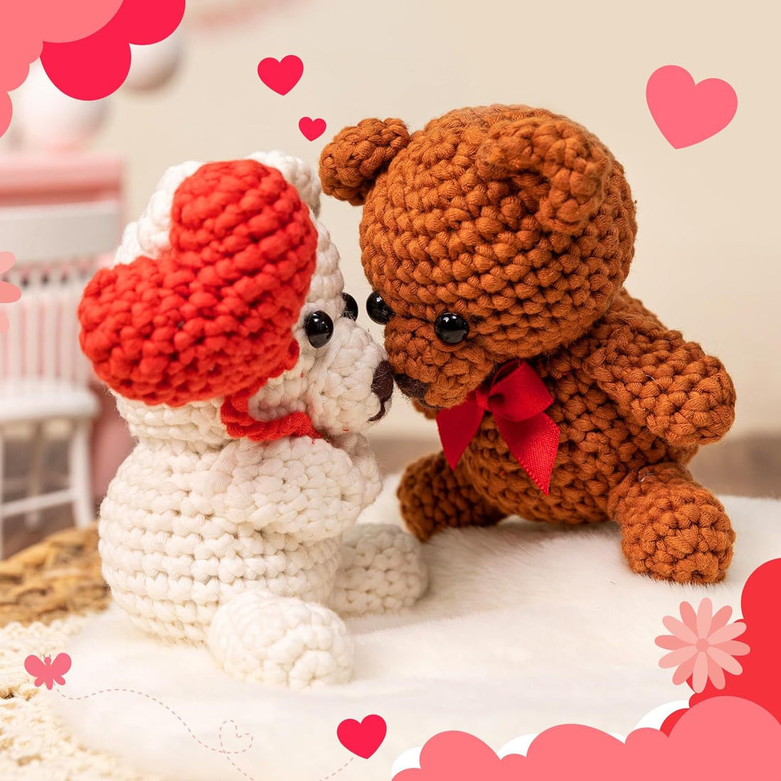 2 Pack Crochet Kit Teddy Bears-WOOHOBBY