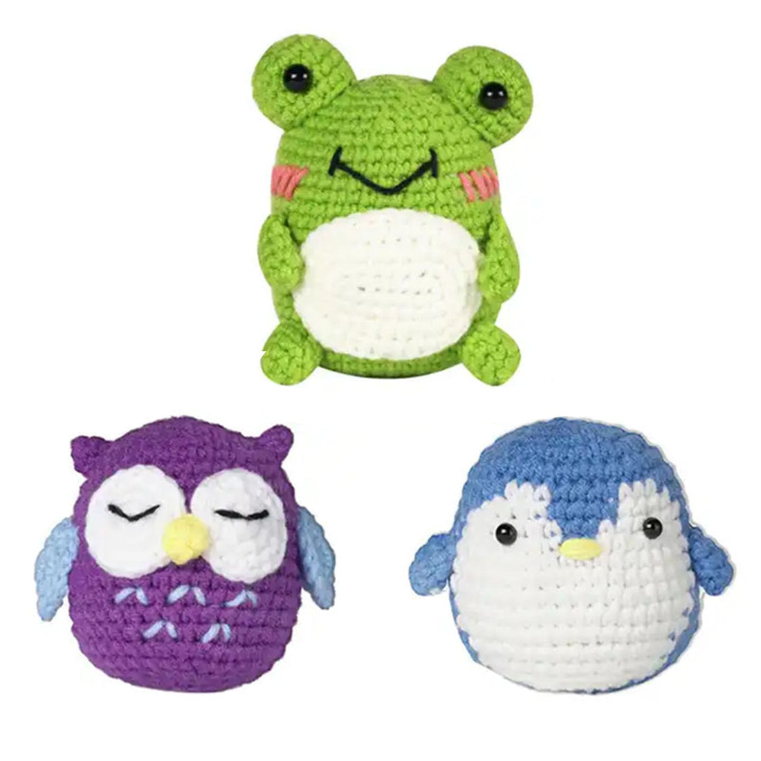 3Pcs Crochet Kit Penguin Owl Frog-WOOHOBBY