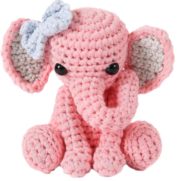 Crochet Animal Kit Pink Elephant-WOOHOBBY