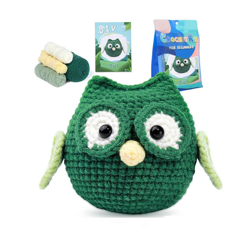 Crochet Kit Green Owl-WOOHOBBY